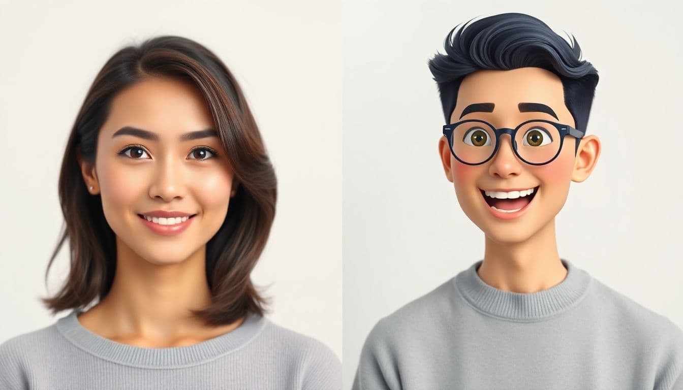 A single portrait photo transforming into a lifelike talking avatar video with a script and voice waveform