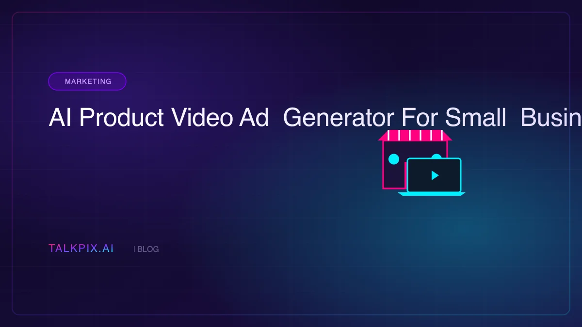 Boutique storefront and laptop showing AI product video ad export