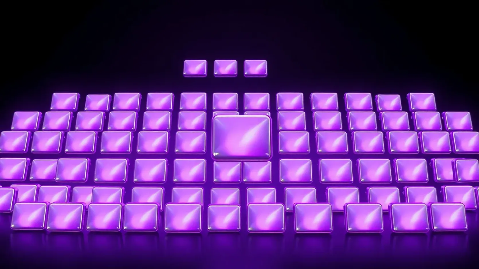 Cheap AI UGC ad generator concept — one product multiplying into many glowing video ads on a dark violet background.