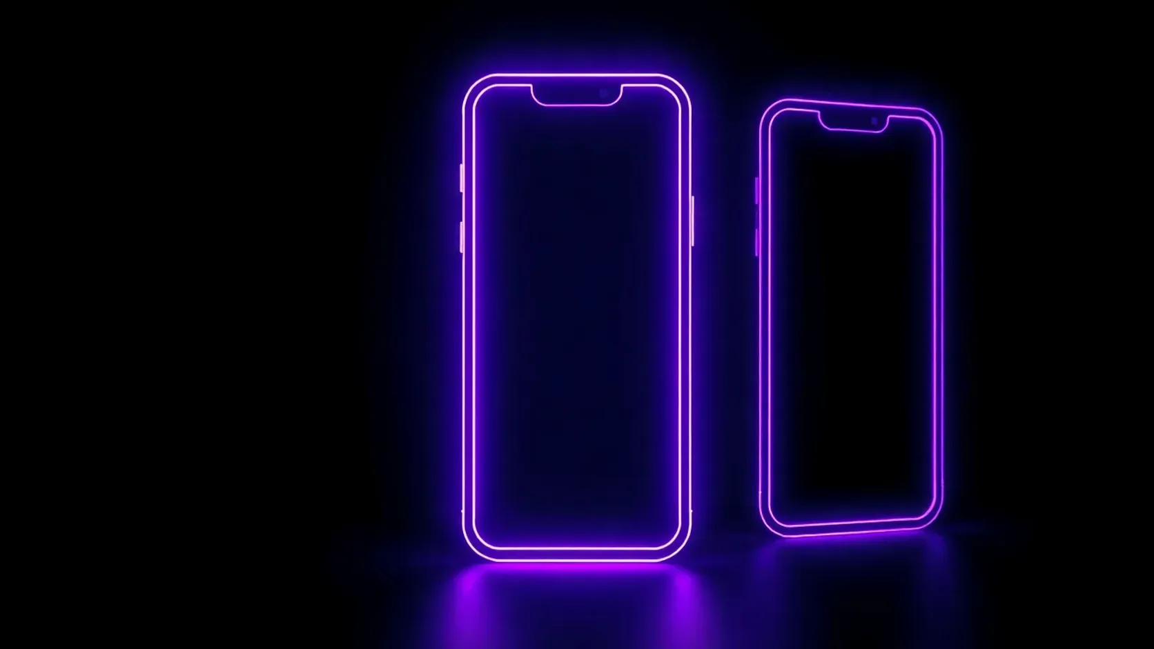 Cost to make a TikTok ad — vertical phone-shaped light frames glowing with violet energy in a dark space.
