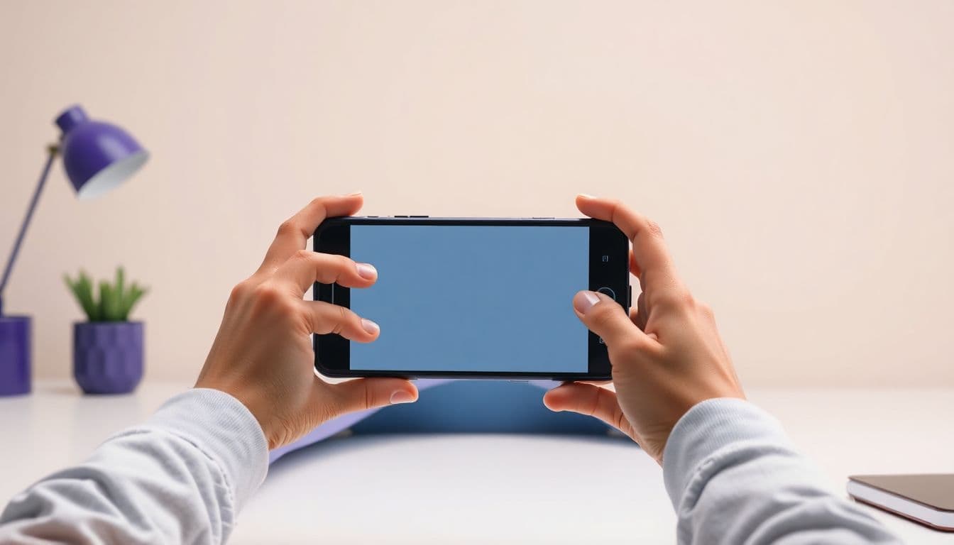 A smartphone showing a product video ad with no person's face visible on screen
