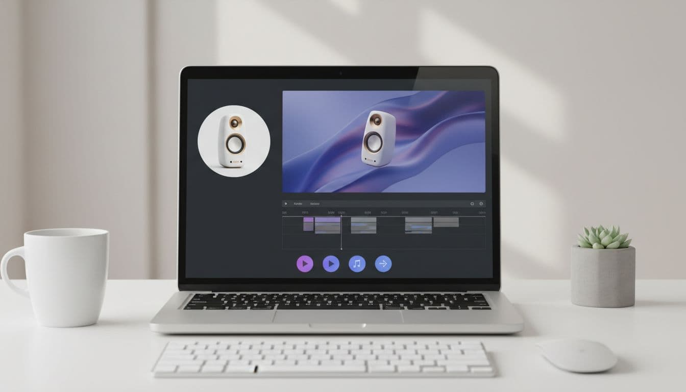 A single product photo transforming into a vertical AI-generated video ad on a phone screen