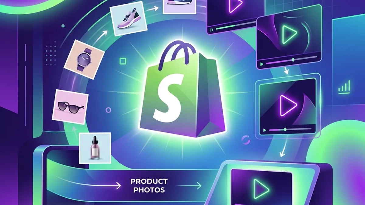 Shopify product video requirements and upload settings on a laptop screen