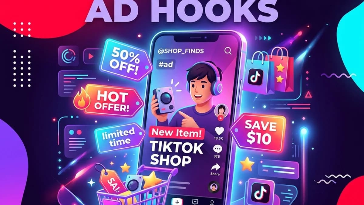 TikTok Shop video ad specs with vertical safe-zone guides around a product video