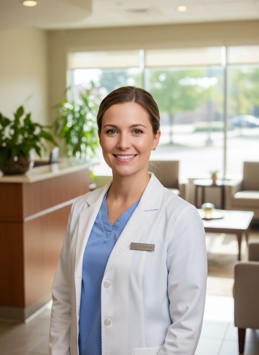 Original Gemini-generated clinic coordinator portrait before TalkPix animation