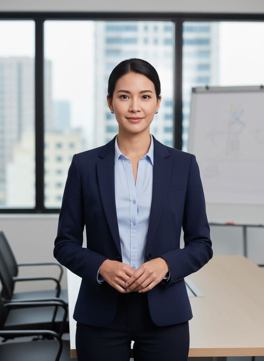 Original Gemini-generated corporate trainer portrait before TalkPix animation