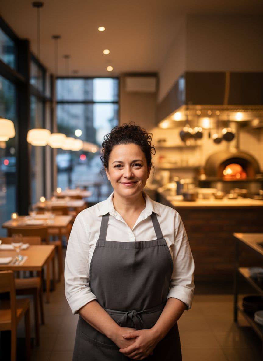 Original Gemini-generated restaurant owner portrait before TalkPix animation