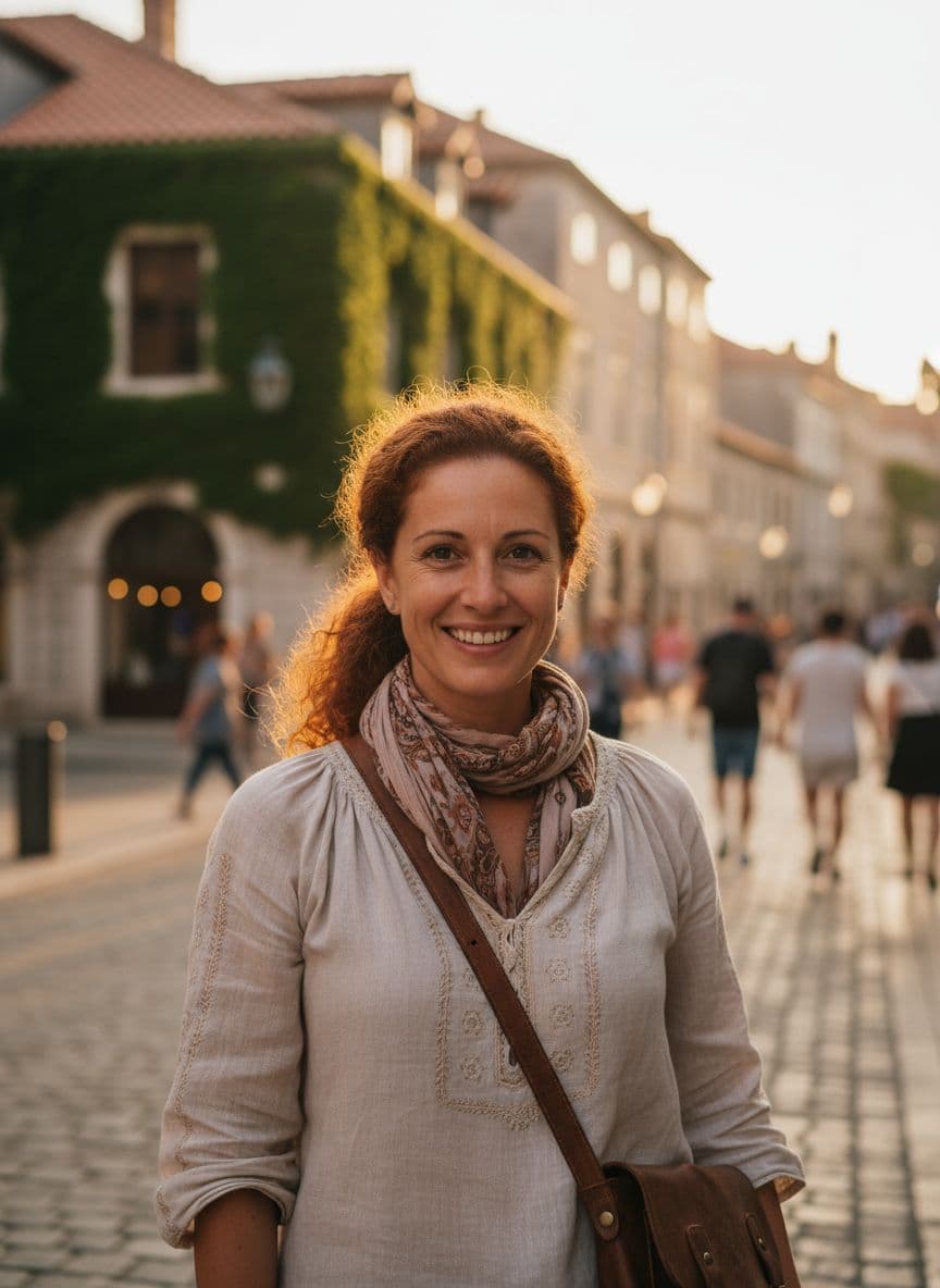 Original Gemini-generated travel guide portrait before TalkPix animation