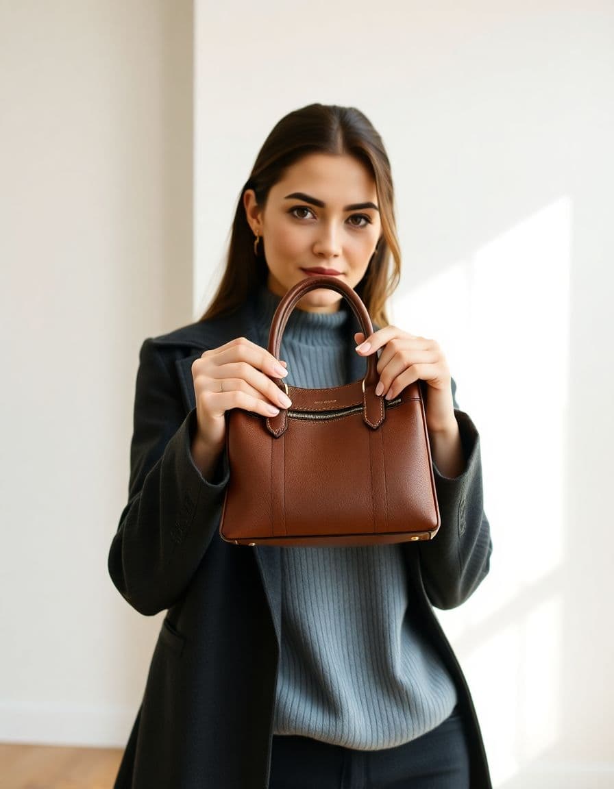 AI UGC creator holding a fashion & accessories product for a talking video ad
