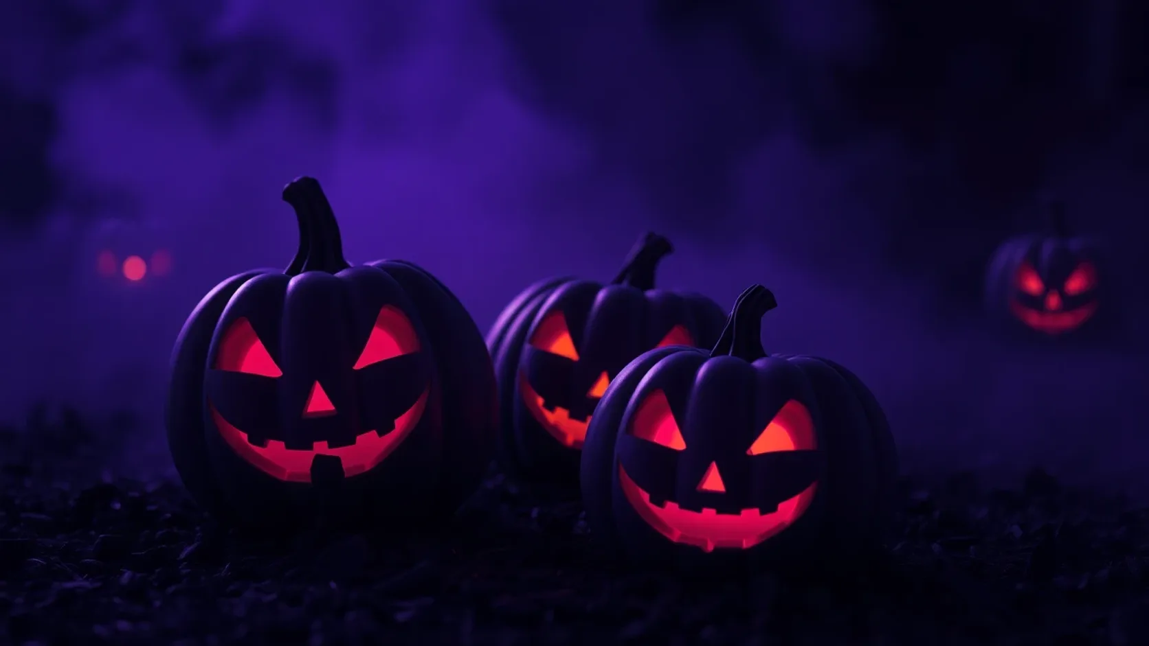 A grinning costumed portrait glowing on a phone screen — a playful Halloween talking photo video, spooky but never scary