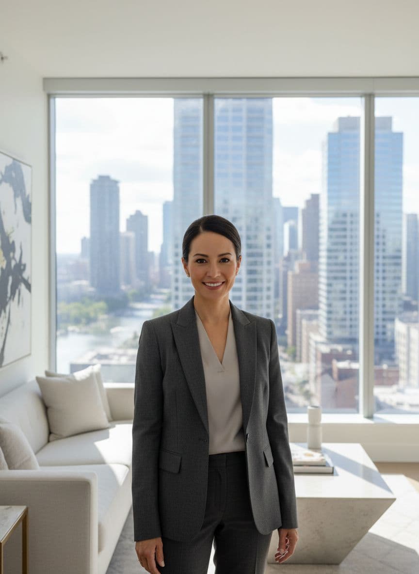 Original Gemini-generated luxury real estate agent portrait before TalkPix animation