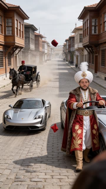 Carriage vs Supercar scene preview